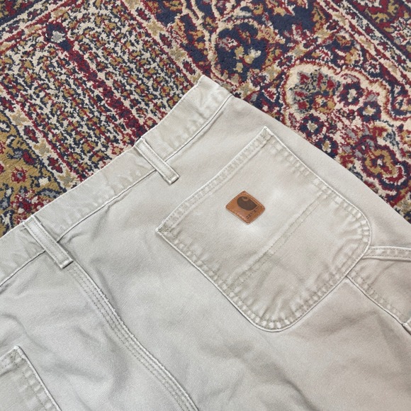 VTG‎ Carhartt Tan Carpenter Work Pants Relaxed Fit Distressed Size 38x31 Stone - Picture 3 of 8
